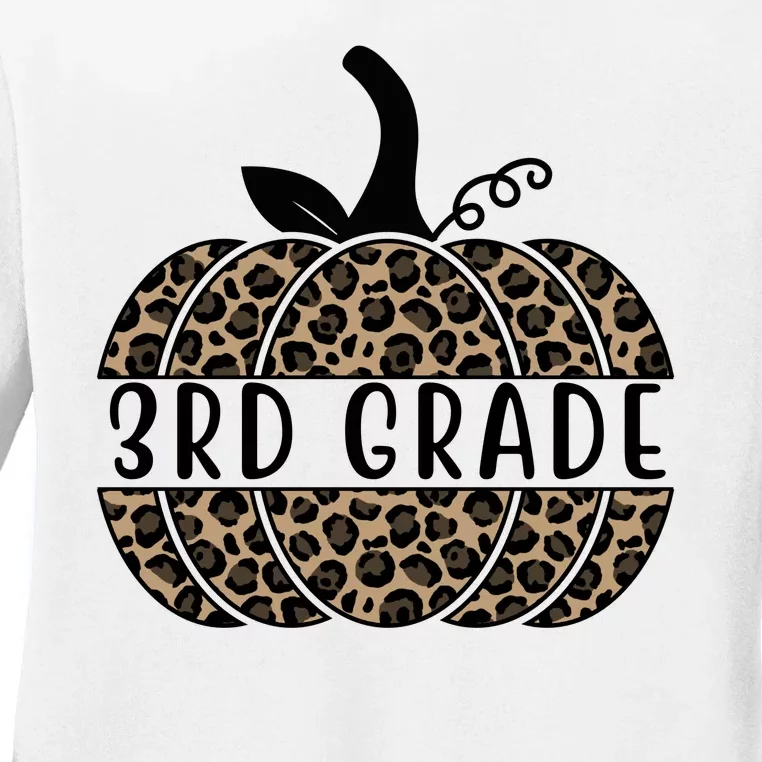 3rd Grade Leopard Pumpkin Ladies Long Sleeve Shirt