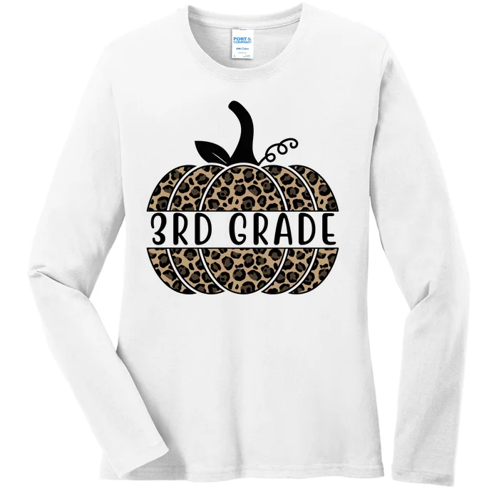 3rd Grade Leopard Pumpkin Ladies Long Sleeve Shirt