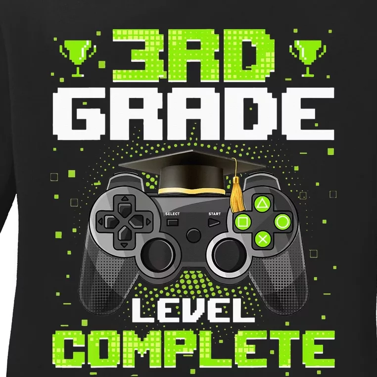 3Rd Grade Level Complete Graduation Video Gamer Graduate Ladies Long Sleeve Shirt