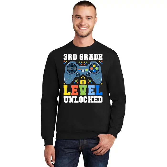 3rd Grade Level Unlocked Gamer First Day Of School Boy Tall Sweatshirt