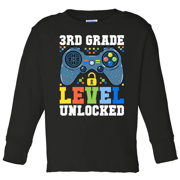 3rd Grade Level Unlocked Gamer First Day Of School Boy Toddler Long Sleeve Shirt