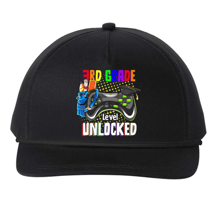 3Rd Grade Level Unlocked Video Game  Back To School Gamer Snapback Five-Panel Rope Hat