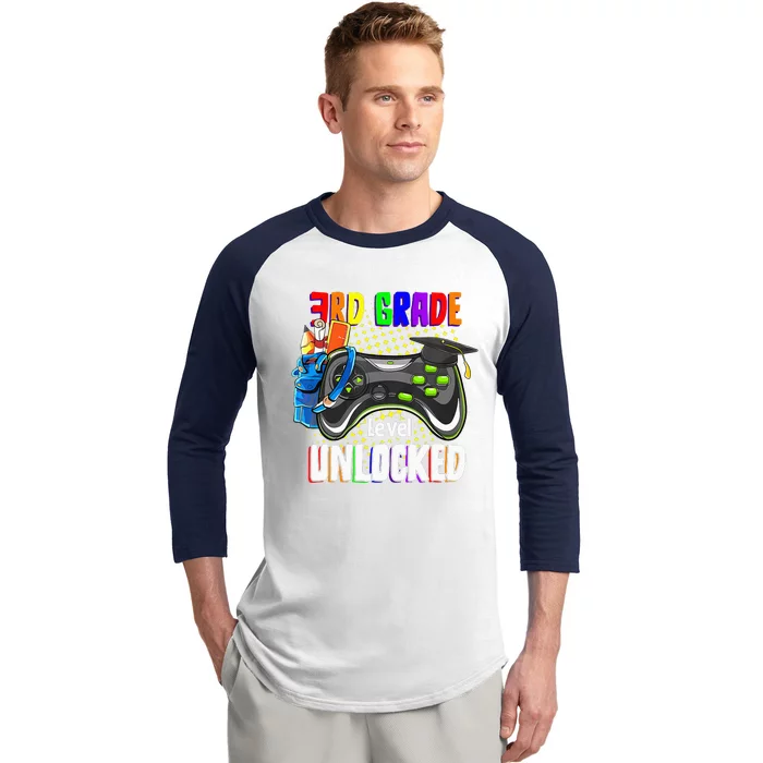 3Rd Grade Level Unlocked Video Game  Back To School Gamer Baseball Sleeve Shirt