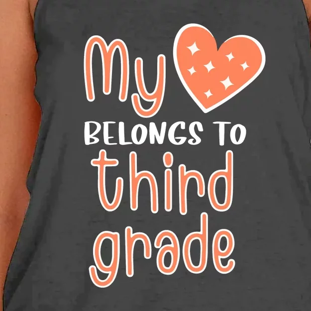 3rd Grade My Belongs To Third Grade Teacher Back To School Teacher Gift Women's Knotted Racerback Tank