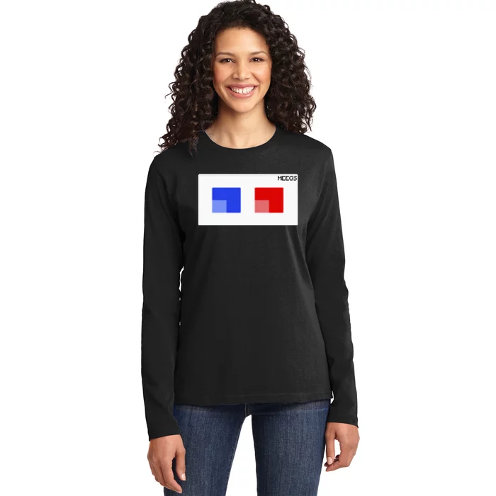 3d Glasses Meegs Chad Crypto Ladies Long Sleeve Shirt