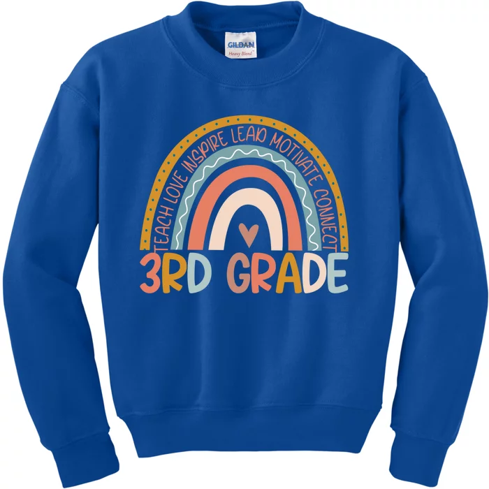 3Rd Grade Rainbow Cute Boho Rainbow Third Grade Teacher Great Gift Kids Sweatshirt