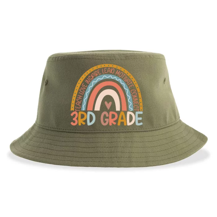 3Rd Grade Rainbow Cute Boho Rainbow Third Grade Teacher Great Gift Sustainable Bucket Hat