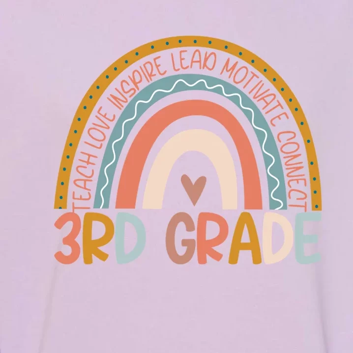 3Rd Grade Rainbow Cute Boho Rainbow Third Grade Teacher Great Gift Garment-Dyed Sweatshirt