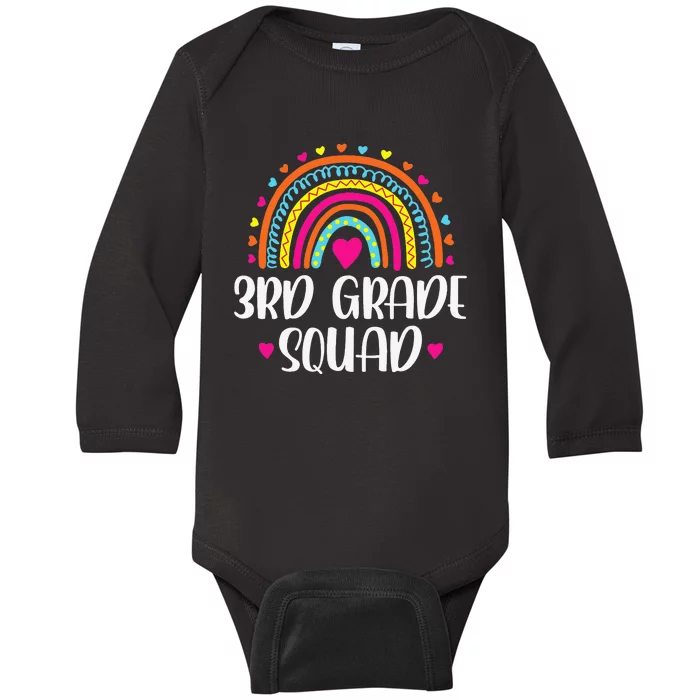 3rd Grade Squad Rainbow Back To School Teacher Wo Baby Long Sleeve Bodysuit