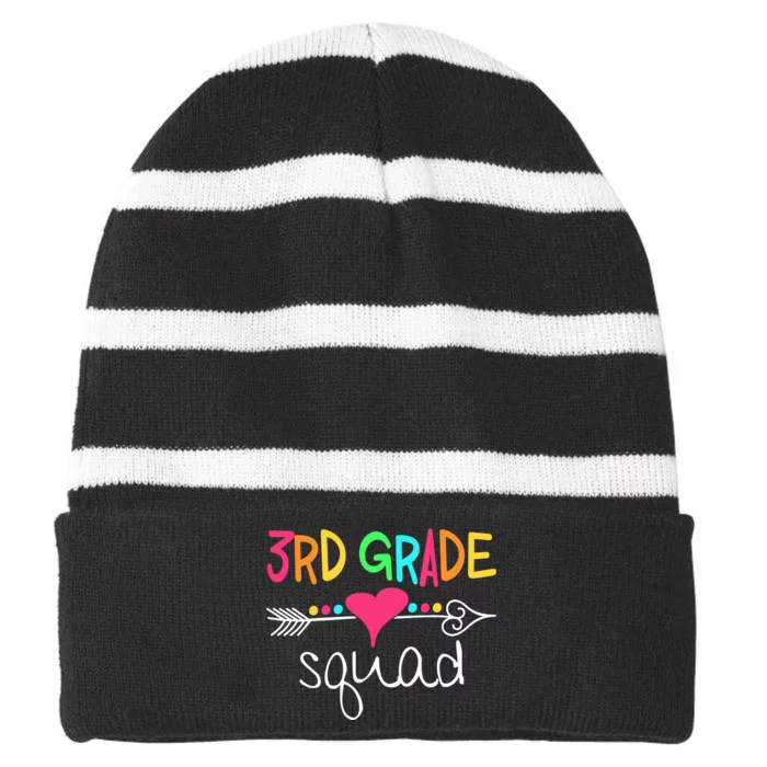 3rd Grade Squad Third Teacher Student Team Back To School Gift Striped Beanie with Solid Band