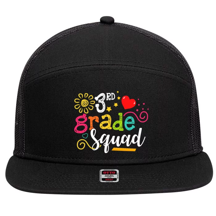 3rd Grade Squad Student Teacher Gift Back To School 7 Panel Mesh Trucker Snapback Hat