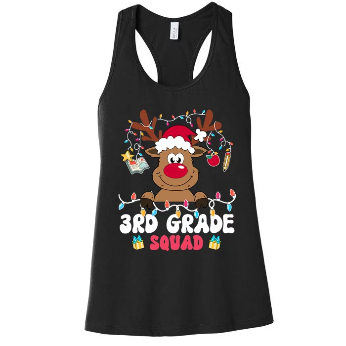 3rd Grade Squad Reindeer Christmas 3rd Grade Teacher Xmas Women's Racerback Tank