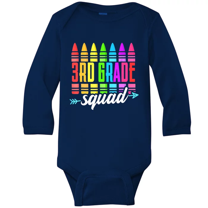 3Rd Grade Squad Colorful Cray To School Teacher Funny Gift Baby Long Sleeve Bodysuit