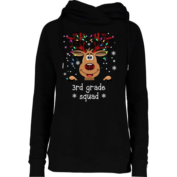 3rd Grade Squad Reindeer Christmas Womens Funnel Neck Pullover Hood