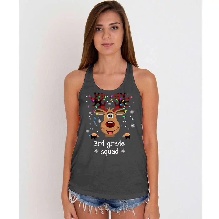 3rd Grade Squad Reindeer Christmas Women's Knotted Racerback Tank