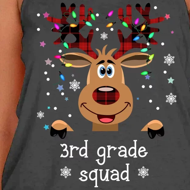 3rd Grade Squad Reindeer Christmas Women's Knotted Racerback Tank