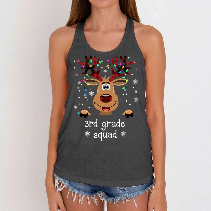 3rd Grade Squad Reindeer Christmas Women's Knotted Racerback Tank