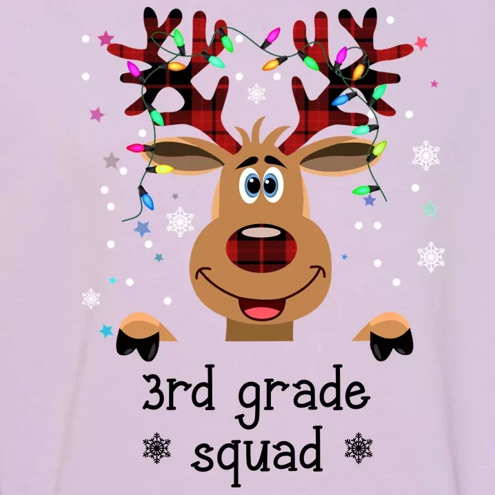 3rd Grade Squad Reindeer Christmas Garment-Dyed Sweatshirt