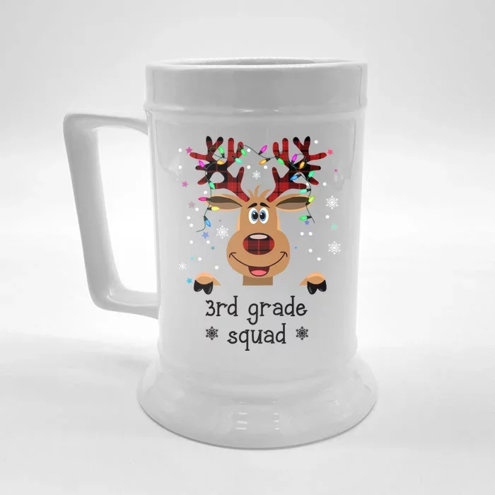 3rd Grade Squad Reindeer Christmas Front & Back Beer Stein