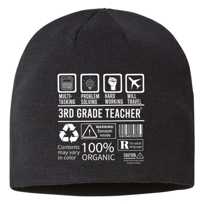 3rd Grade Teacher MultiTasking Certified Job Gift Third Grade 8 1/2in Sustainable Knit Beanie