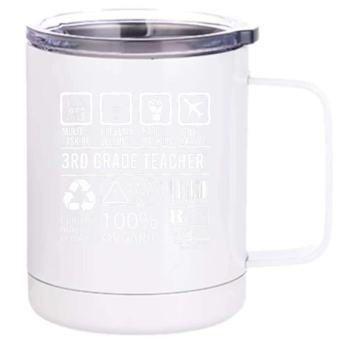 3rd Grade Teacher MultiTasking Certified Job Gift Third Grade Front & Back 12oz Stainless Steel Tumbler Cup