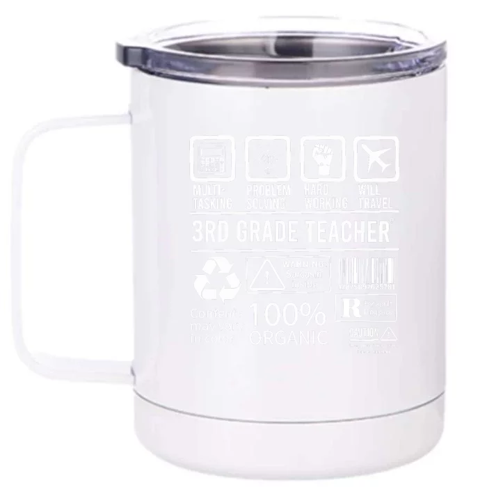 3rd Grade Teacher MultiTasking Certified Job Gift Third Grade Front & Back 12oz Stainless Steel Tumbler Cup