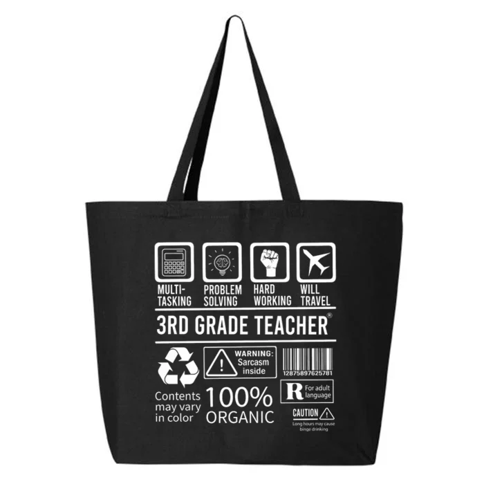 3rd Grade Teacher MultiTasking Certified Job Back To School Gift 25L Jumbo Tote