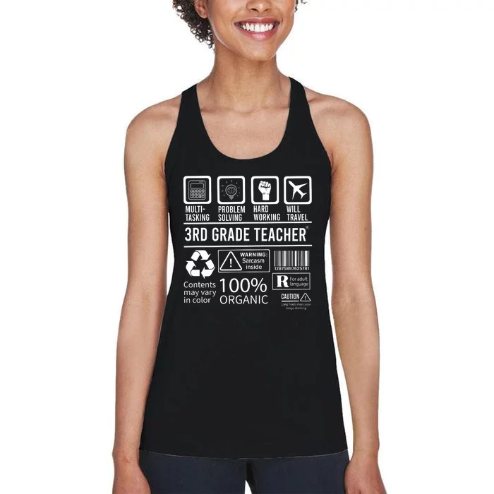 3rd Grade Teacher MultiTasking Certified Job Back To School Gift Women's Racerback Tank