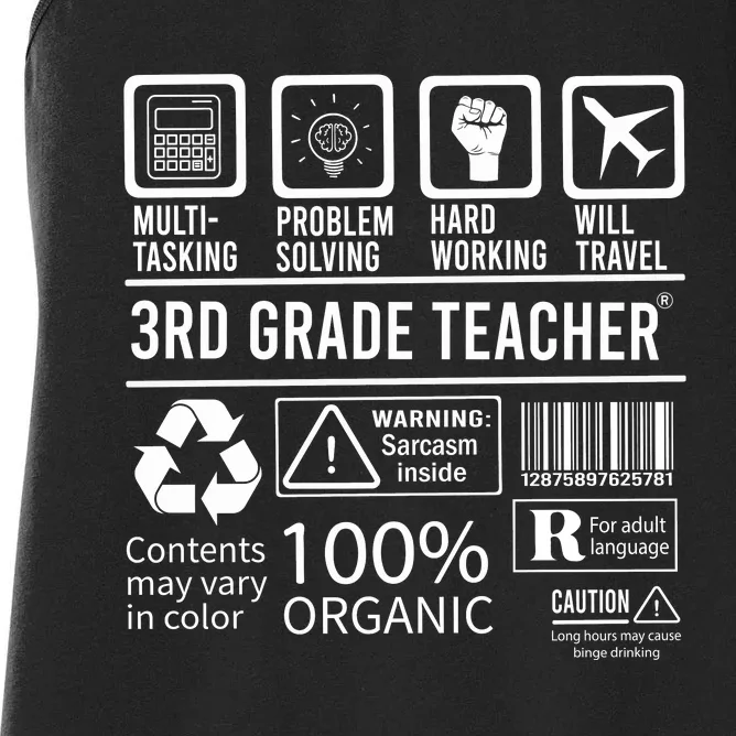 3rd Grade Teacher MultiTasking Certified Job Back To School Gift Women's Racerback Tank