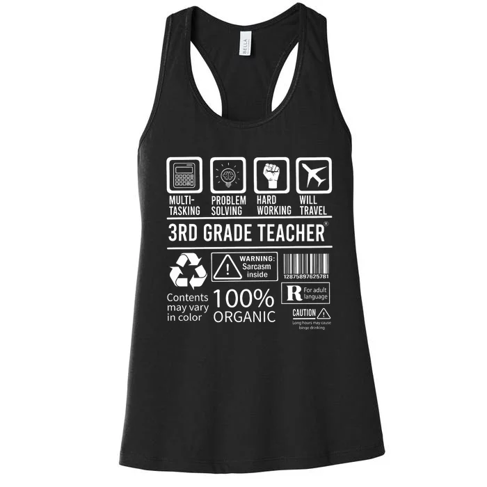 3rd Grade Teacher MultiTasking Certified Job Back To School Gift Women's Racerback Tank