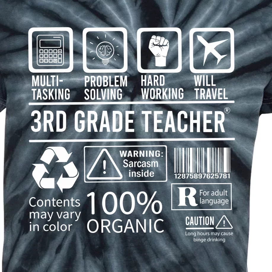 3rd Grade Teacher MultiTasking Certified Job Back To School Gift Kids Tie-Dye T-Shirt