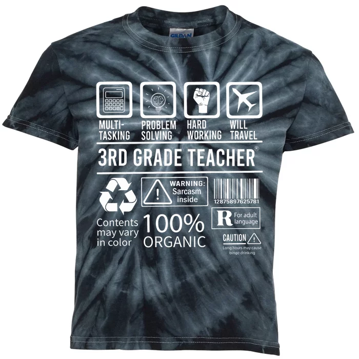 3rd Grade Teacher MultiTasking Certified Job Back To School Gift Kids Tie-Dye T-Shirt