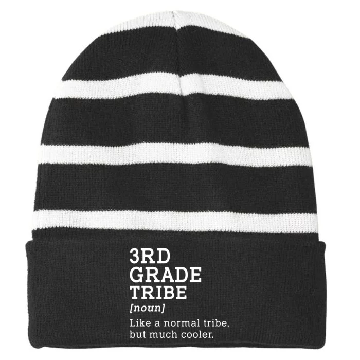 3rd Grade Tribe Back To School Teacher Third Grade Team Gift Striped Beanie with Solid Band