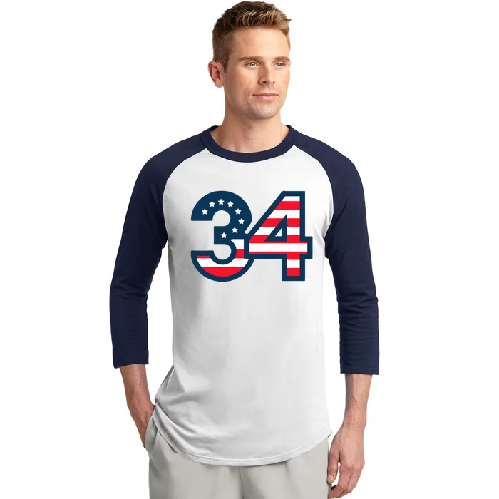 34 Guilty Trial Judge Usa Flag Baseball Sleeve Shirt