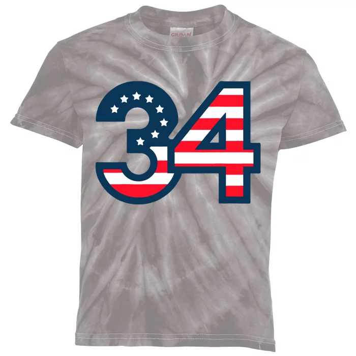 34 Guilty Trial Judge Usa Flag Kids Tie-Dye T-Shirt