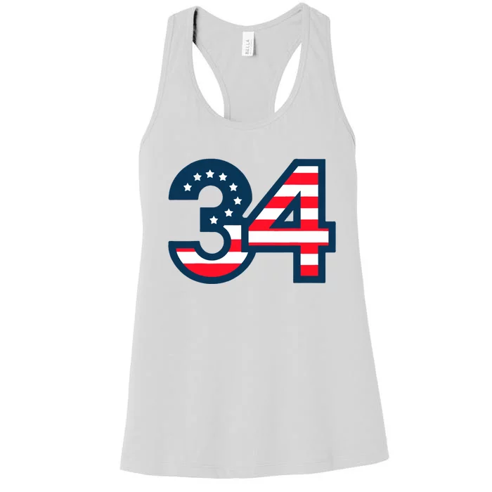 34 Guilty Trial Judge Usa Flag Women's Racerback Tank