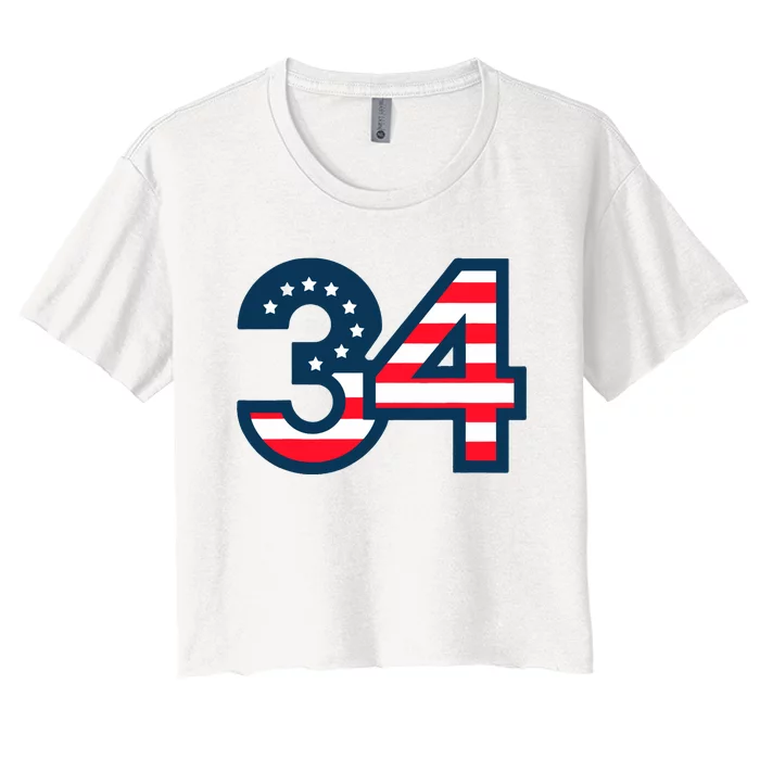 34 Guilty Trial Judge Usa Flag Women's Crop Top Tee