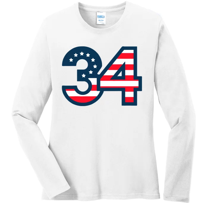 34 Guilty Trial Judge Usa Flag Ladies Long Sleeve Shirt