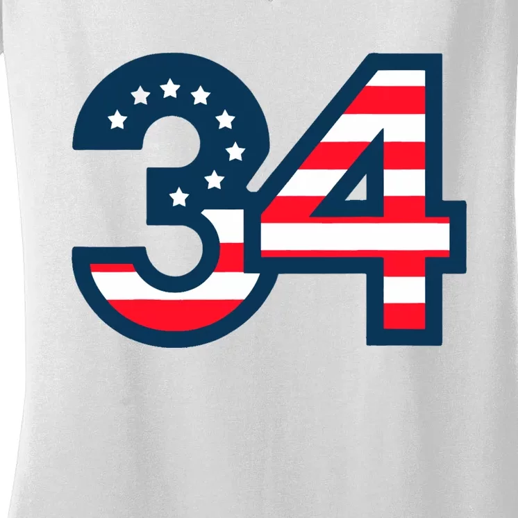 34 Guilty Trial Judge Usa Flag Women's V-Neck T-Shirt