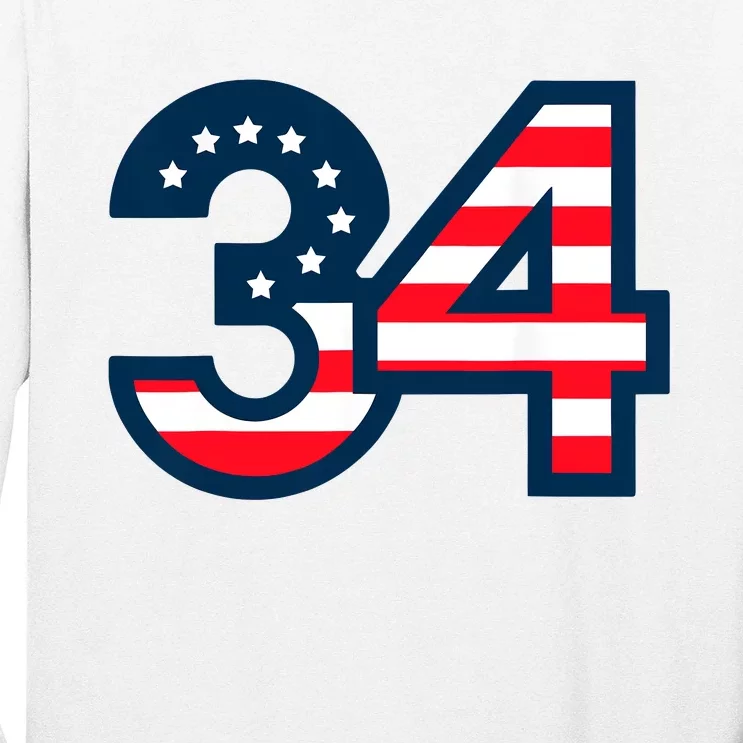 34 Guilty Trial Judge Usa Flag Long Sleeve Shirt