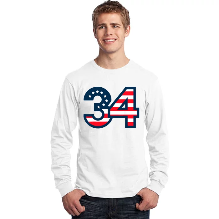 34 Guilty Trial Judge Usa Flag Tall Long Sleeve T-Shirt