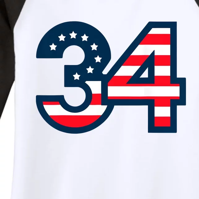 34 Guilty Trial Judge Usa Flag Women's Tri-Blend 3/4-Sleeve Raglan Shirt