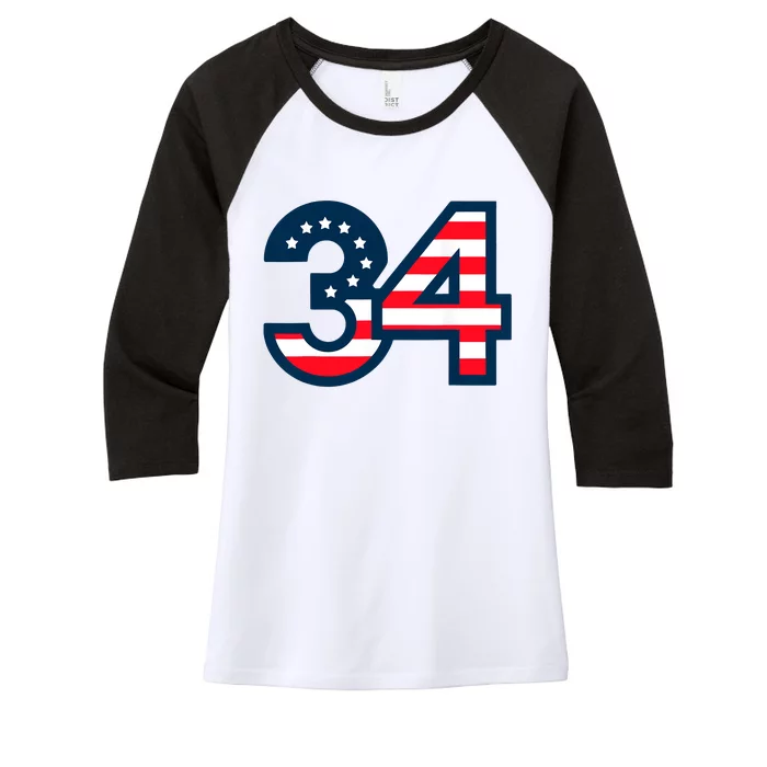 34 Guilty Trial Judge Usa Flag Women's Tri-Blend 3/4-Sleeve Raglan Shirt