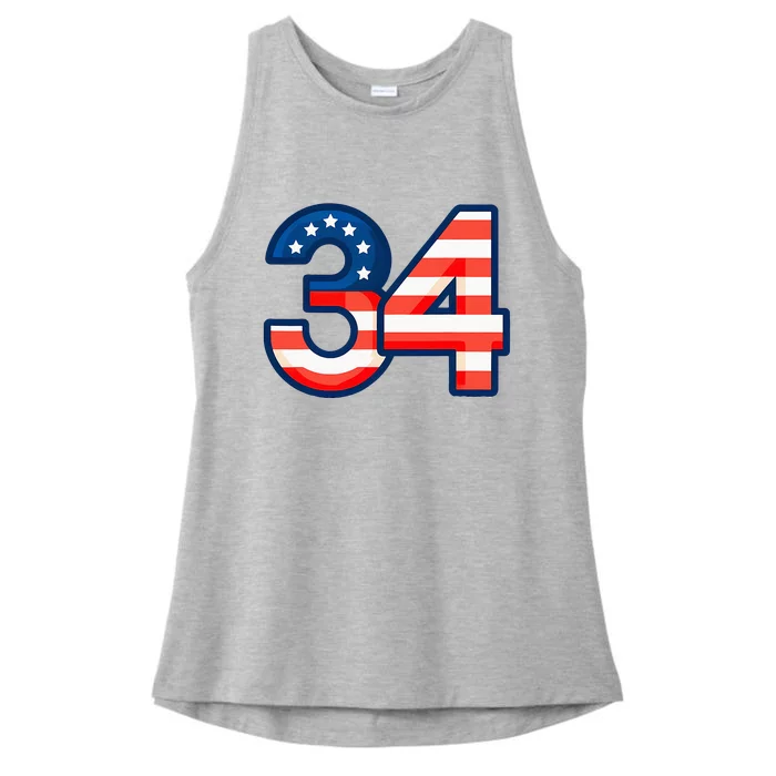 34 Guilty Trial Judge Usa Flag Ladies Tri-Blend Wicking Tank