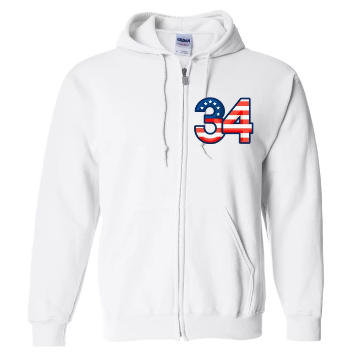 34 Guilty Trial Judge Usa Flag Full Zip Hoodie