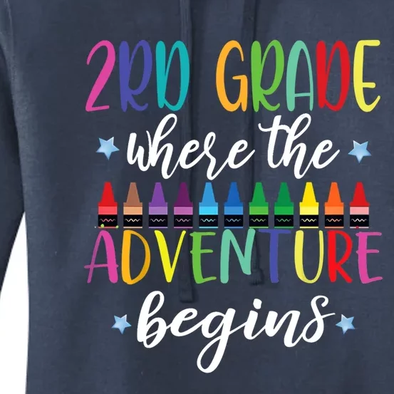 3Rd Grade Teacher Adventure Begins First Day Teachers Gift Women's Pullover Hoodie