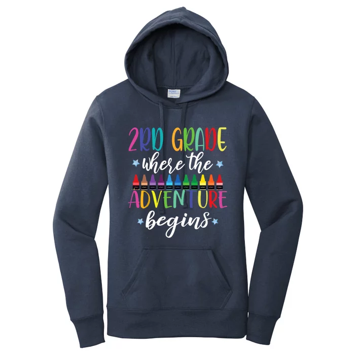 3Rd Grade Teacher Adventure Begins First Day Teachers Gift Women's Pullover Hoodie