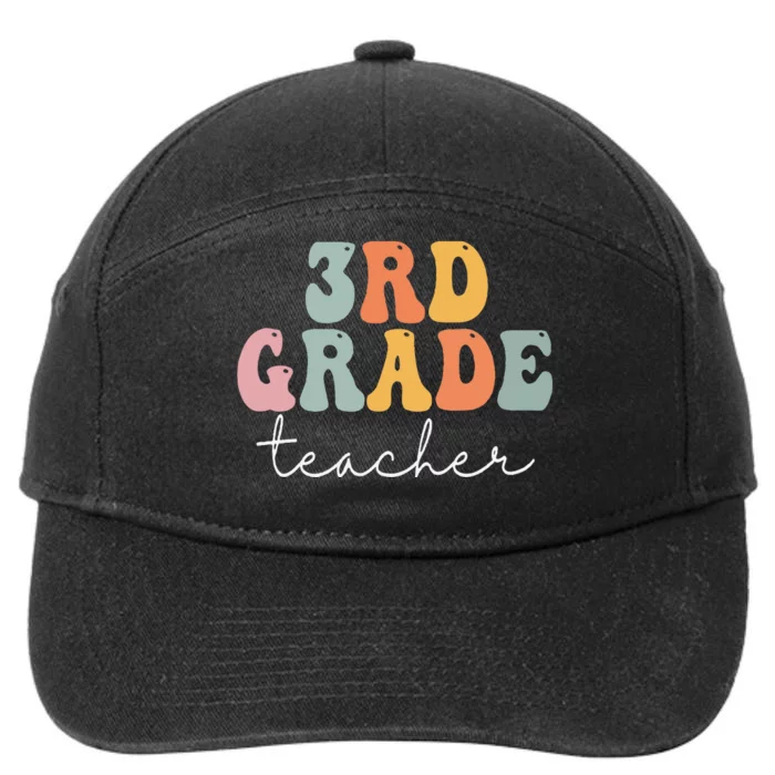 3rd Grade Teacher Retro Groovy Vintage First Day Of School 7-Panel Snapback Hat