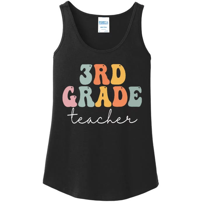 3rd Grade Teacher Retro Groovy Vintage First Day Of School Ladies Essential Tank