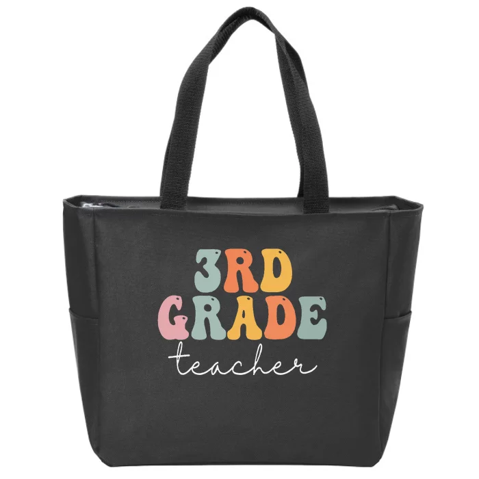 3rd Grade Teacher Retro Groovy Vintage First Day Of School Zip Tote Bag